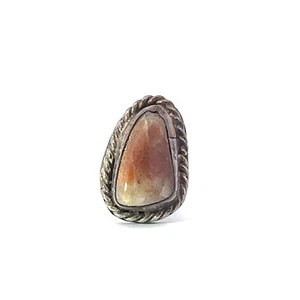 Anello Fatti A Mano In Giada Naturale Color Rame In Argento Sterling Di 27Mm - Foto 1 di 6