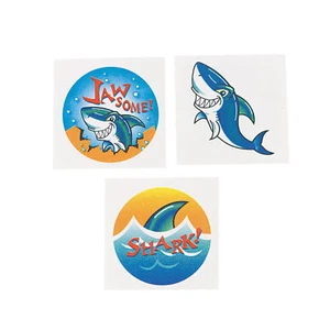 Shark Temporary Tattoos Jaws Sharks Tattoo Kids Party Favours Pack of 36 - Picture 1 of 3
