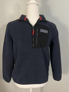Vineyard Vines Boys Sherpa 1/2 Zip Jacket Navy Large Pullover Fleece - Picture 1 of 5