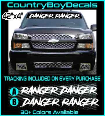 DANGER RANGER 42" Windshield Vinyl Decal Sticker TRUCK 4x4 Gang Low Mud Off Road - Image 1 of 3