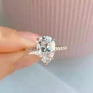 2.00 Ct Pear Cut Moissanite Women's Anniversary Ring 14k yellow Gold Finish - Picture 1 of 2