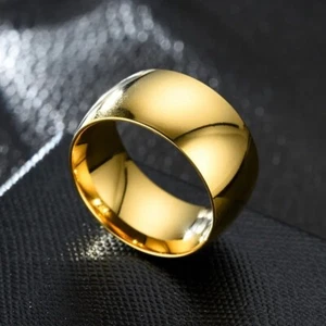 Anillo cúpula de acero inoxidable S para hombre, alianza de boda pulida de 12 mm de ancho, ajuste cómodo - Imagen 1 de 12