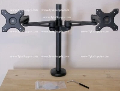 Tyke Supply Dual Monitor Stand Grommet mount 24in Monitors Fully Adjustable  - Image 1 of 4