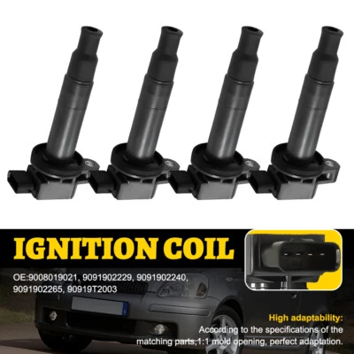 4PCS Ignition Coil Pack Fits Toyota Yaris Prius 1.0 1.3 1.5 1.8 CP020 9008019021 - Image 1 of 4