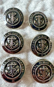 Chanel 22mm Navy & Silver Anchor Buttons – Set of 6 – 31 Rue Cambon –Cruise 2019 - Picture 1 of 5