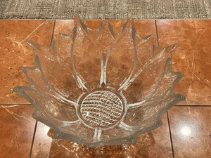 BLENKO ART GLASS 1976 CLEAR DAHLIA FLOWER SALAD FRUIT CENTERPIECE 13" L BOWL EU - Picture 1 of 9