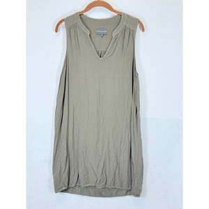 Vestido midi Michael Stars sin mangas cuello en V para mujer talla mediana beige minimalista - Imagen 1 de 4