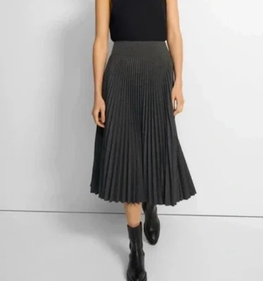 Preciosa falda midi plisada Ann Taylor LOFT para mujer nueva con etiquetas gris carbón talla 14 NUEVA Foto 1 de 4