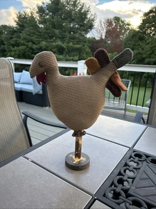 Figura de pavo de tela primitiva de 15 pulgadas de alto x 10 pulgadas de ancho - Imagen 1 de 9