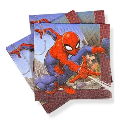 DesignWare Spider Man Servilletas Maravilla Tejidas 12.78"x12.78" Paquete de 16 Cumpleaños Foto 1 de 3