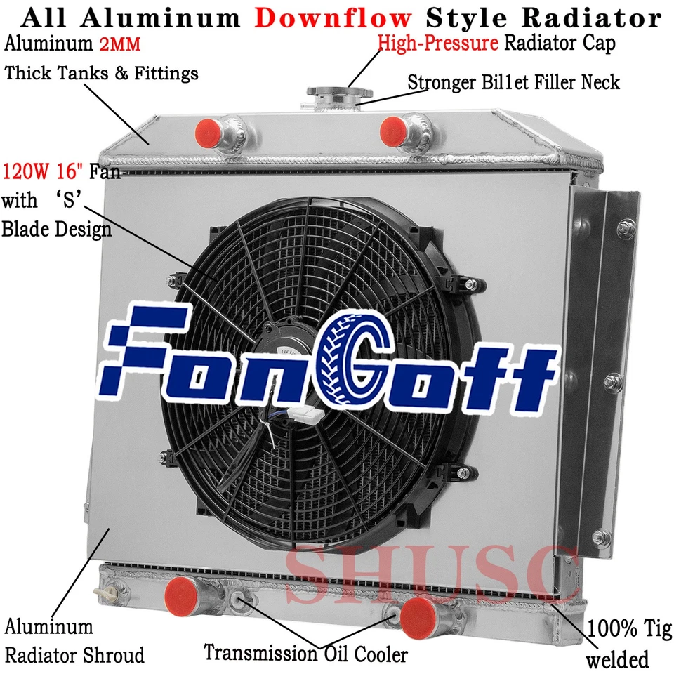 Ventilador de cubierta de radiador de 4 filas para 49 1950 1951 Mercury Monterey 3,7 4,2 L con cabeza plana Foto 1 de 4