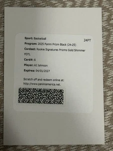 2024-25 Panini Prizm BLK A.J Johnson Rookie Signatures PRIZMS GOLD SHIMMER FOTL - Bild 1 von 3