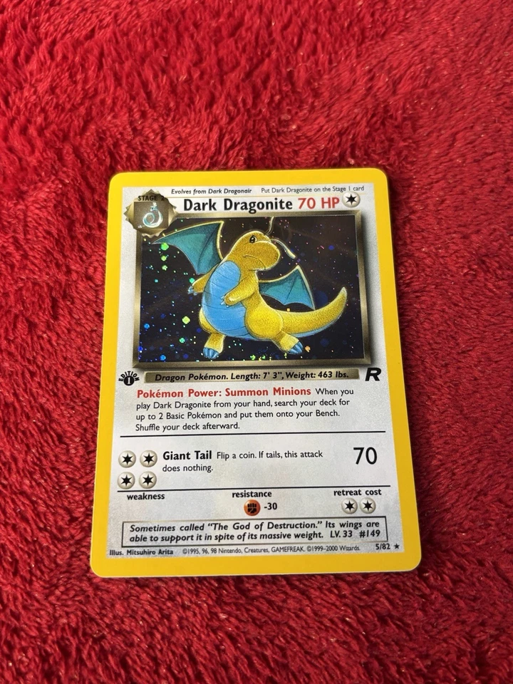 1st Edition Dark Dragonite 5/82 Team Rocket Holo Wotc Vintage Pokemon Card Lp+ - Image 1 of 4