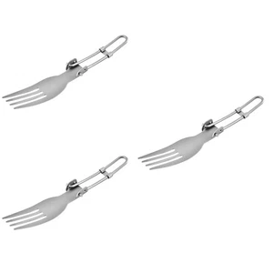 Set of 3 Titanium Camping Cookware Folding Cutlery Durable Picnic Utensil - Picture 1 of 12