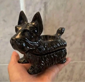 Scottish Terrier Ceramic Accessory Holder & Candle Holder 1980s USA - Picture 1 of 7