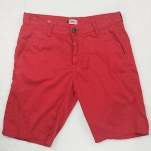 LACOSTE Mens W32 Bright Red Chino Bermuda Preppy Croc Logo Smart Casual Shorts - Picture 1 of 17