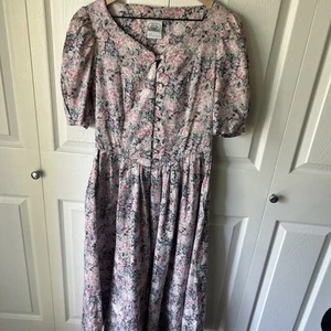 Laura Ashley Kleid Pastell Blumen Vintage Cottagecore US 14 PRAIRIE 80er - Bild 1 von 9