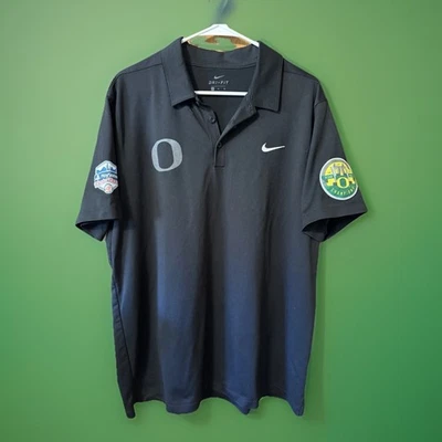 Nike Oregon Ducks Fiesta Bowl BIG 10 Champs Polo Shirt PE Team Issue XL Black - Image 1 of 4