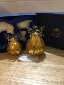 Sorelle Glass Mother & Daughter Gold Angels Christmas Ornaments - Picture 1 of 6