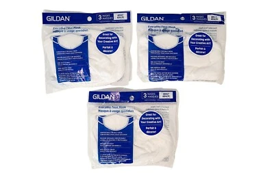 Gildan Washable Reusable Double Layer Cotton Face Masks Adult 3 Pack 9 total - Image 1 of 4