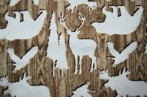 7/8 Yard Woodland Animals on Wood Flannel Fabric 34" X 44" - Picture 1 of 3