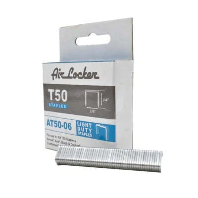 AIR LOCKER T50 20 Ga. 1/4" L. x3/8" Crown Galvanized Fine Wire Steel Staple 1000/pk AT50-06