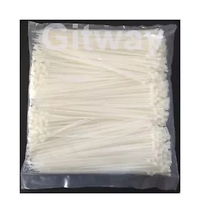 1000 Set 10" Long Nylon Plastic White Wire Cable Loop Zip Tie Ty Ties Wraps 40# - Picture 1 of 2