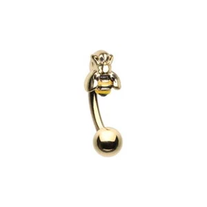 Anillo con barra curva abejorro amarillo negro oro miel insecto - Imagen 1 de 1
