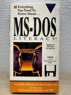 MS-DOS Literacy VHS Tape With Free 3 1/2 Inch Instructional Flopy Disc Sealed - Image 1 of 4