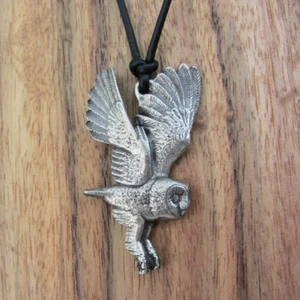 Barn Owl Necklace - Owl Pendant, Bird Watcher, Ornithology Gift - Picture 1 of 6