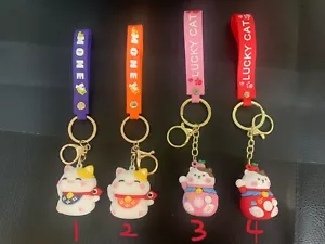 LUCKY CAT KEY CHAIN Cartoon Lucky Cat Doll Plastic Keychain - Picture 1 of 11