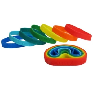 Juego de 7 pulseras divertidas para recaudación de fondos de apoyo de color arco iris - Imagen 1 de 1