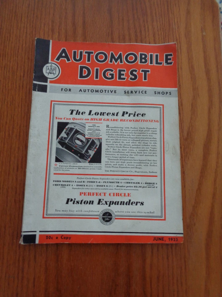 Automobile Digest magazine:  June 1933: Motor Murder; Keep On Ringing 'Em  SC - Image 1 of 1