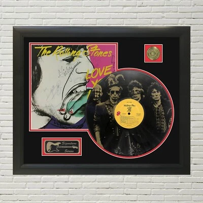 Rolling Stones Laser Etched Black Vinyl Record Reproduction Signed LP Display 2 - Image 1 of 4
