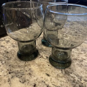 Vintage Libbey Stax Glasbecher 3er Set Rauchgrau Wasser Weingläser NEUWERTIG - Bild 1 von 7