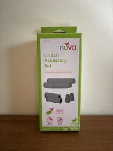 Nova Crutch Accessory Set - Gray Rubber 1 Pair Of Under Arm , Grip And Tip Set - Picture 1 of 6