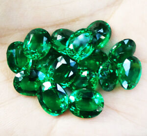 1pc. 10x8mm. EXCELLENT! OVAL CUT LAB BIRON GREEN EMERALD GEM STONE AAA+++