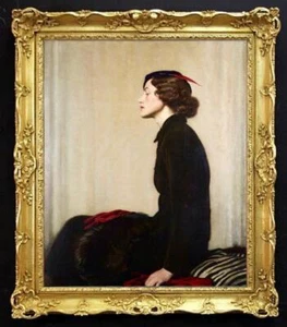 Handmade Old Master-Art Antique Oil Painting Female women girl on canvas 24"x30" - Picture 1 of 2