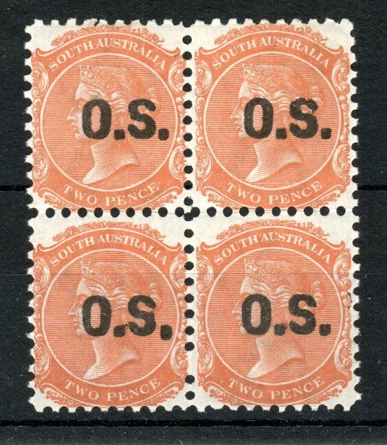 Australie - Du Sud 1874 2d Orange-Rouge Officiel OS Opt Mnl / Mlh Bl De 4 - Bild 1 von 1