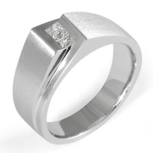 0.40 Ct Princess Cut Men's F-G VVS2 - VS1 Diamond Wedding Band Ring Platinum 950