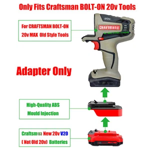 1x Adattatore per Artigiano BOLT-ON 20v Old Style Utensili a per V20 NUOVA Batteria 20v - Foto 1 di 8
