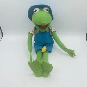 1993 Vintage Kermit der Frosch Jim Henson Muppet 16 Zoll Plüschtier blau Overall - Bild 1 von 6