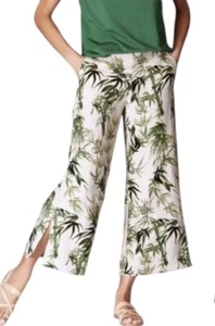 j. jill Linen Pull On Cropped Wide Leg Pants Plus SIZE 2X Tropical Print Pockets - Picture 1 of 9