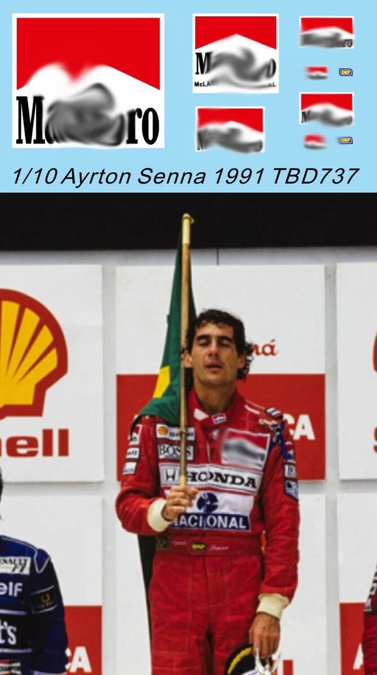 1/10 Decals for Ayrton Senna 1991 Brasil Podium Figur Statue Decal TBD737