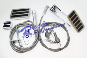 Billet Throttle Gas Pedal Kit 36" Stainless Braided Cable & Return Spring 700R4 - Bild 1 von 8