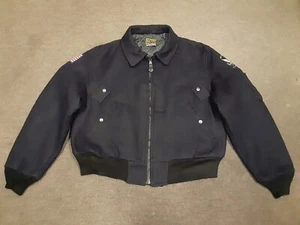 Vintage Avirex BuAero US Navy M-445A Wolle Winter Flieger Bomber Jacke Dunkelblau M - Bild 1 von 18