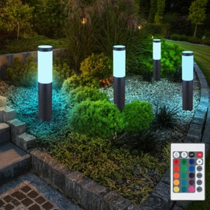 Stehlampe Außenlampe Sockellampe dimmbar LED Fernbedienung Gartenlampe anthrazit - Bild 1 von 12