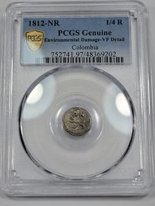 1812 COLOMBIA 1/4 Real Nuevo Reino PCGS VF NR Scarce Type Nice *J622 - Picture 1 of 4