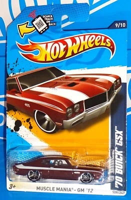 Hot Wheels 2012 Muscle Mania GM #109 Buick GSX Mtflk Burgundy w/ MC5s - Image 1 of 2