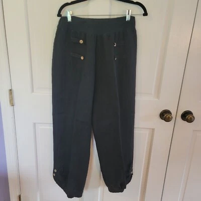 Calça Tempo Paris preta 100% linho excepcionalmente fofa GG - Imagem 1 de 4